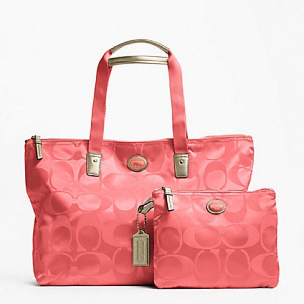 Coach 2 Piece Signature Nylon Weekender